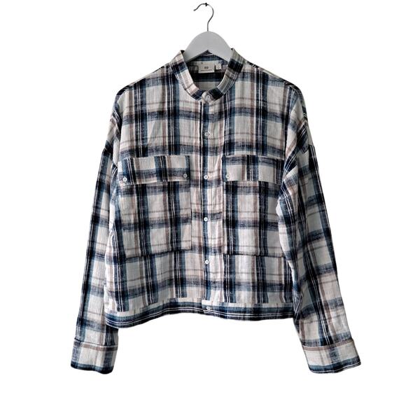 Adriano Goldschmied Smith Plaid Flannel Button Down Shirt Jacket Shacket Size S - Picture 1 of 10